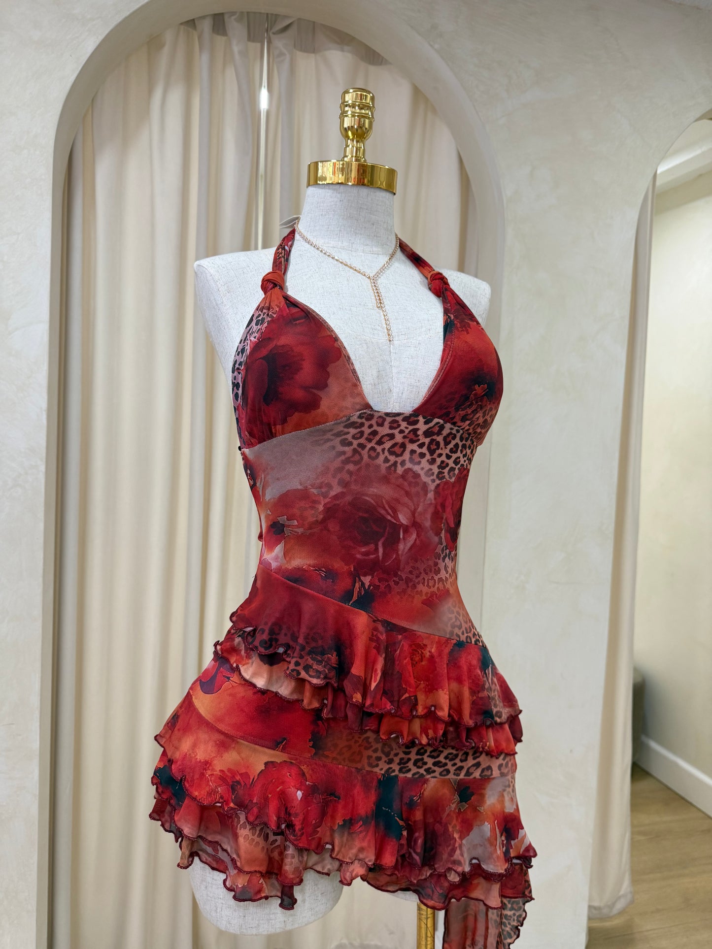 Gisselle Cheetah Mini Dress (red)