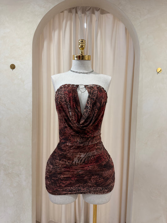 Brianna strapless cheetah dress