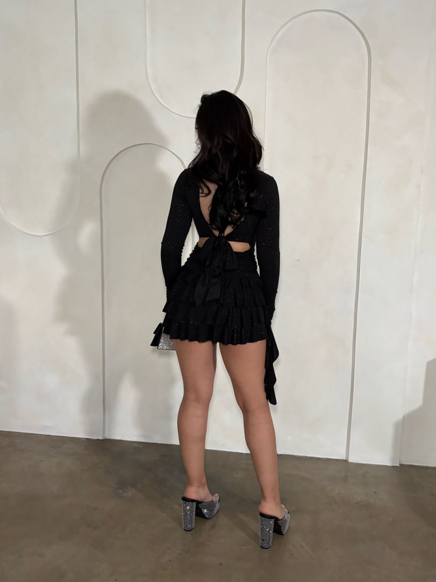 GG Glitter Romper Dress (Black)