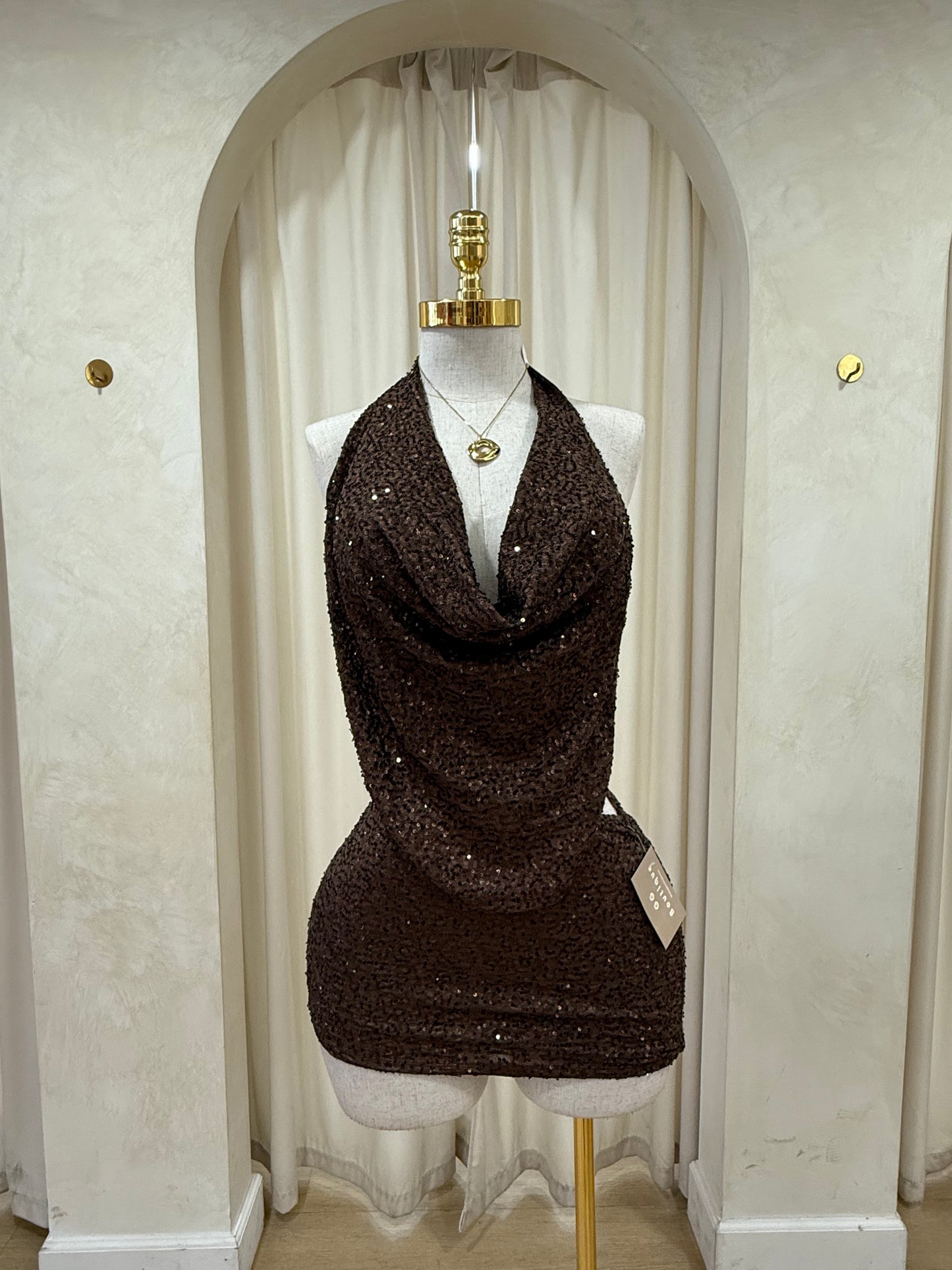 Lilian brown sequin dress