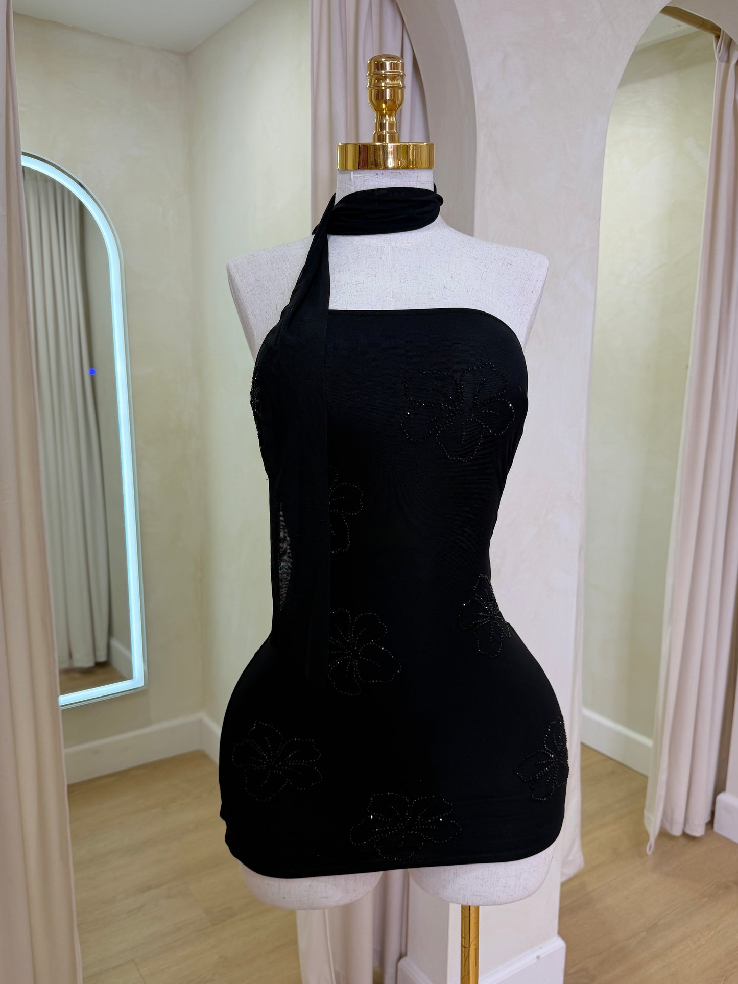 Strapless Bling Flower Dress