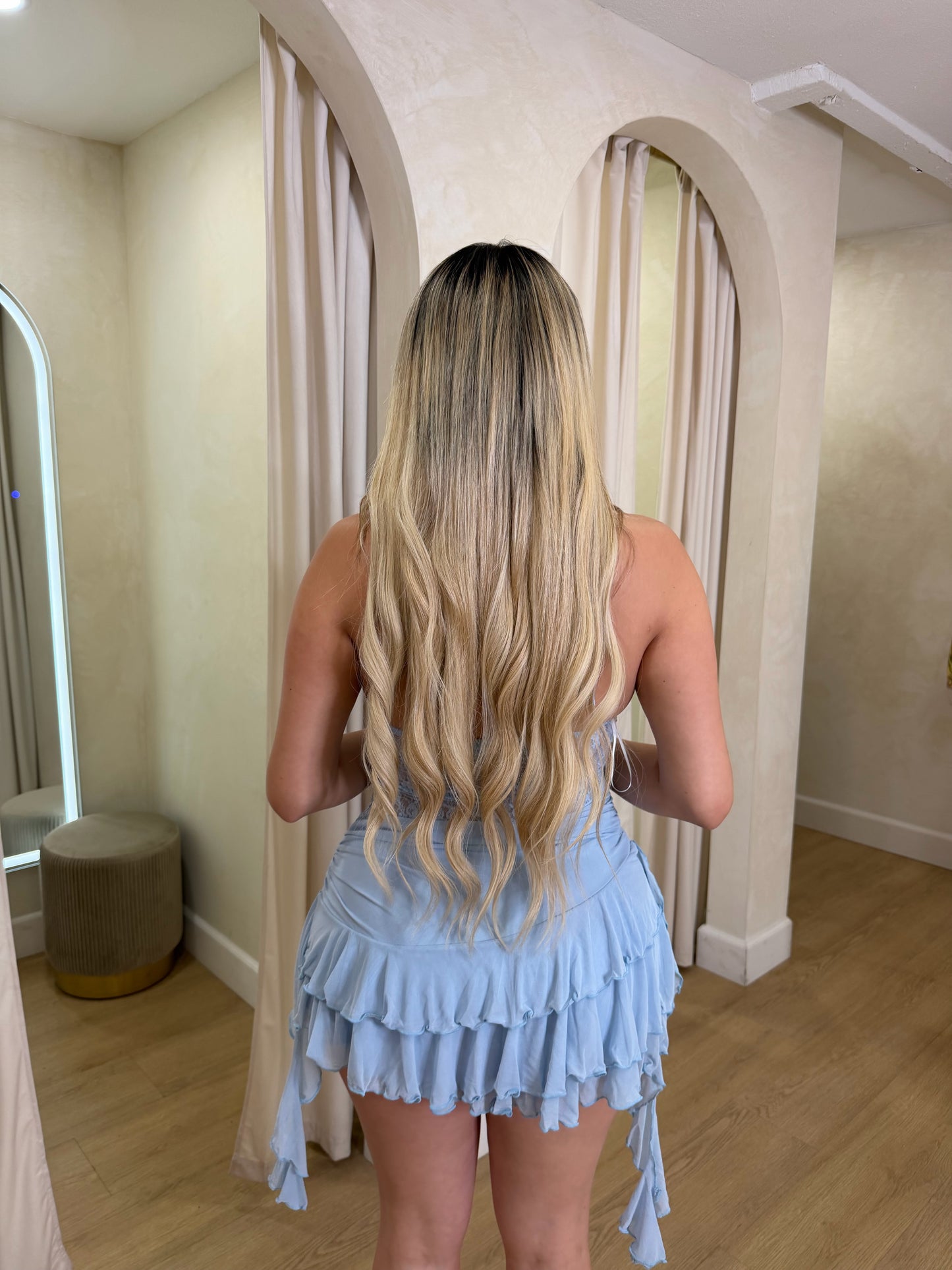 Leslie Lace Romper Dress (Blue)