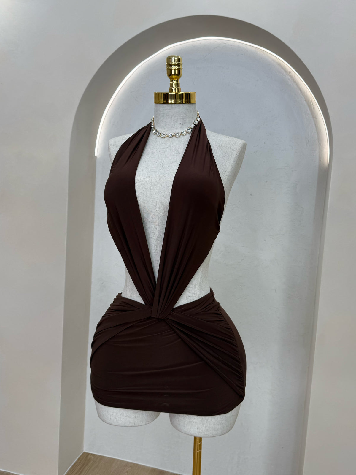 TANALI CUT OUT DRESS (BROWN)