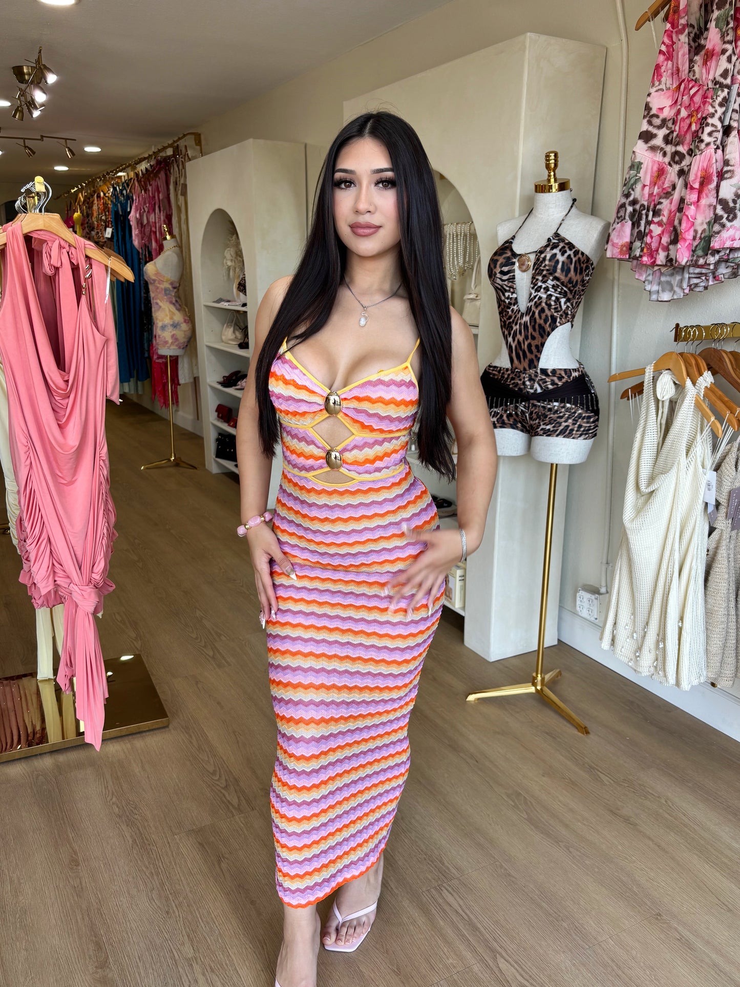 Lindsey Midi Dress (Pink) ✨