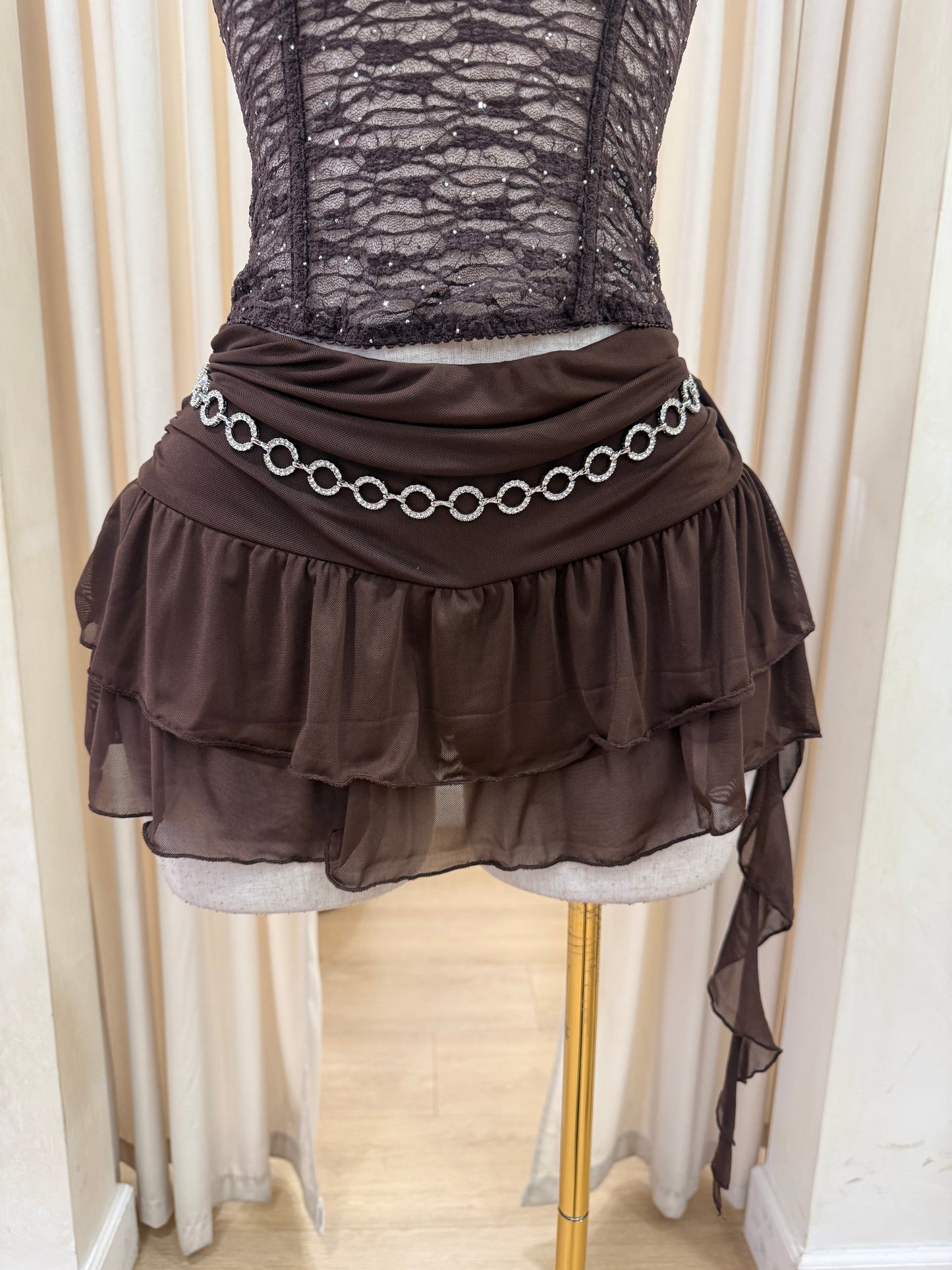 Brown ruffle skirt