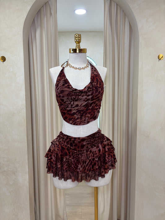 MARIAH CHEETAH SKIRT SET