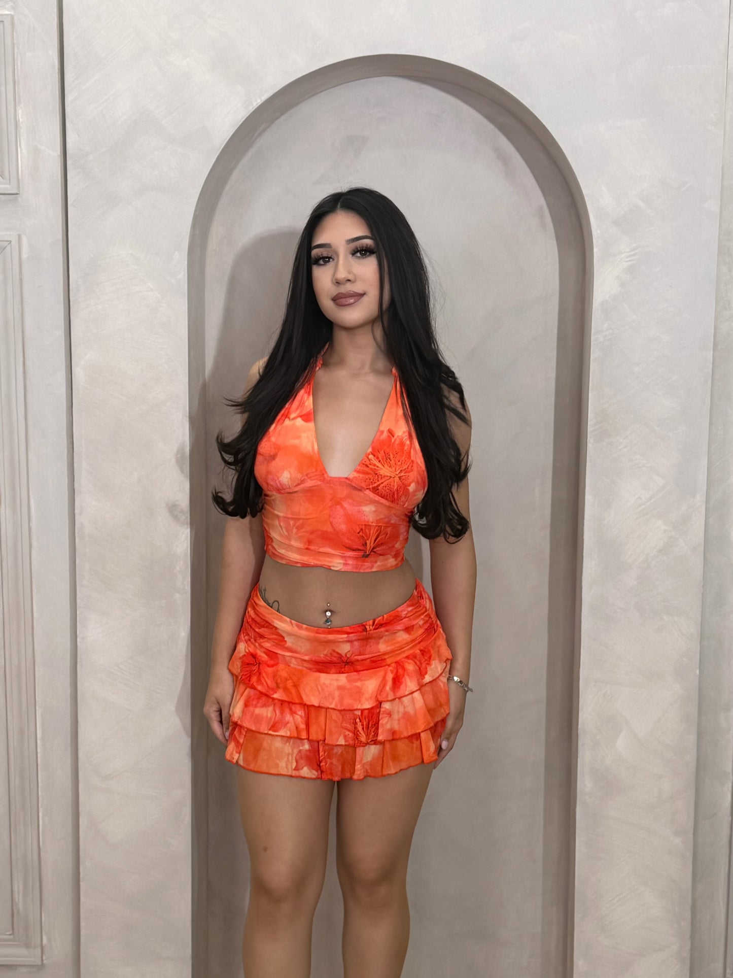 Vivian Skirt Set (Orange)
