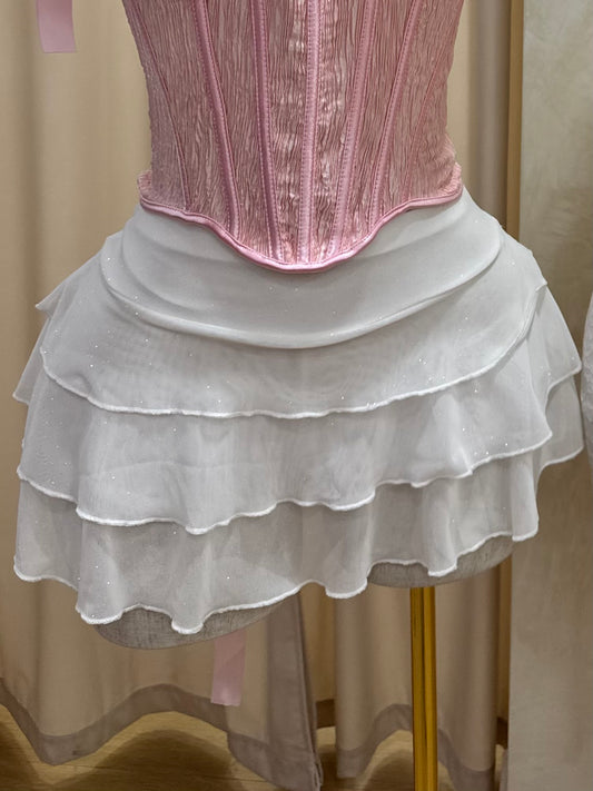 White Glitter Ruffle Skirt