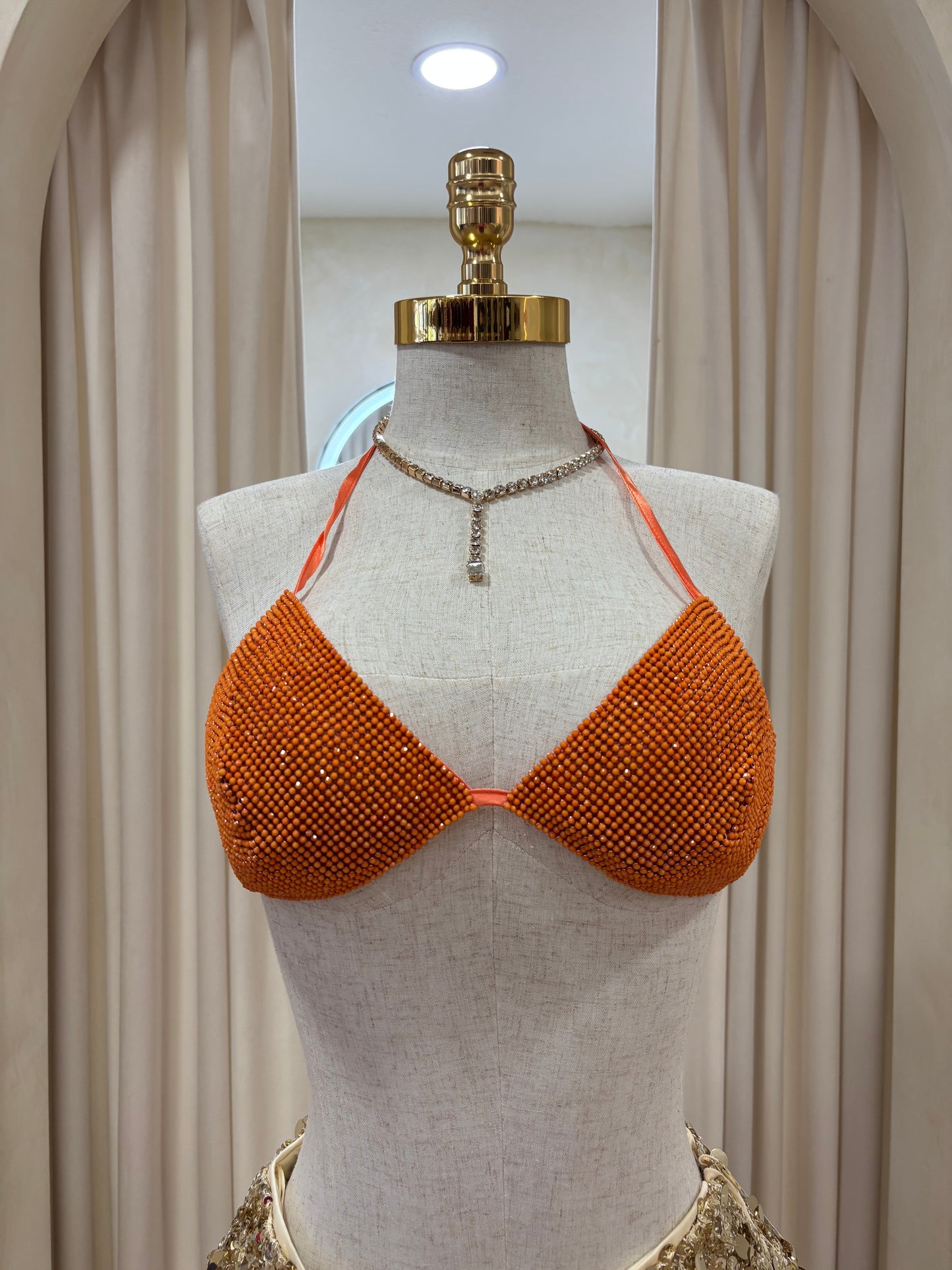 New stud orange sparkle top