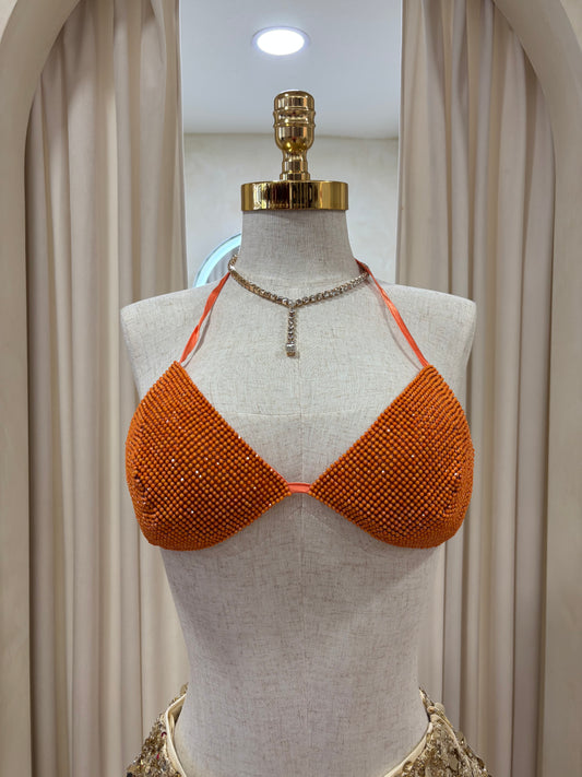 New stud orange sparkle top