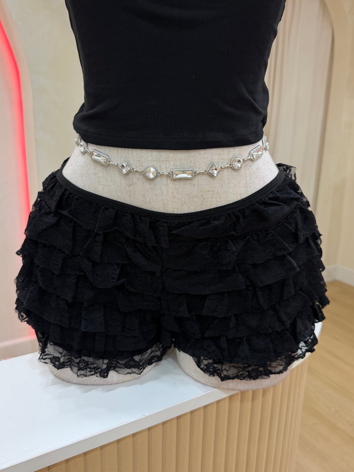 Baddie Lace Ruffle Shorts