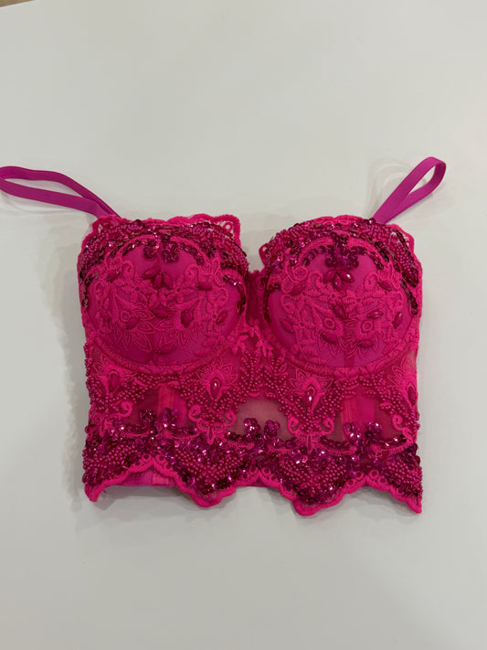 Fushia Cropped Corset