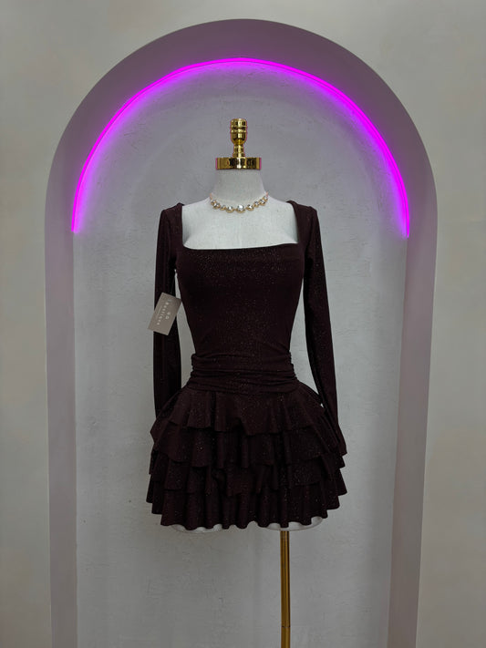 Ariani Glitter Romper Dress (Brown)