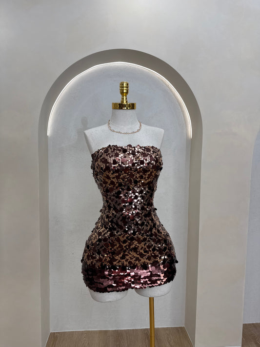 GIGI SEQUIN DRESS (BROWN)