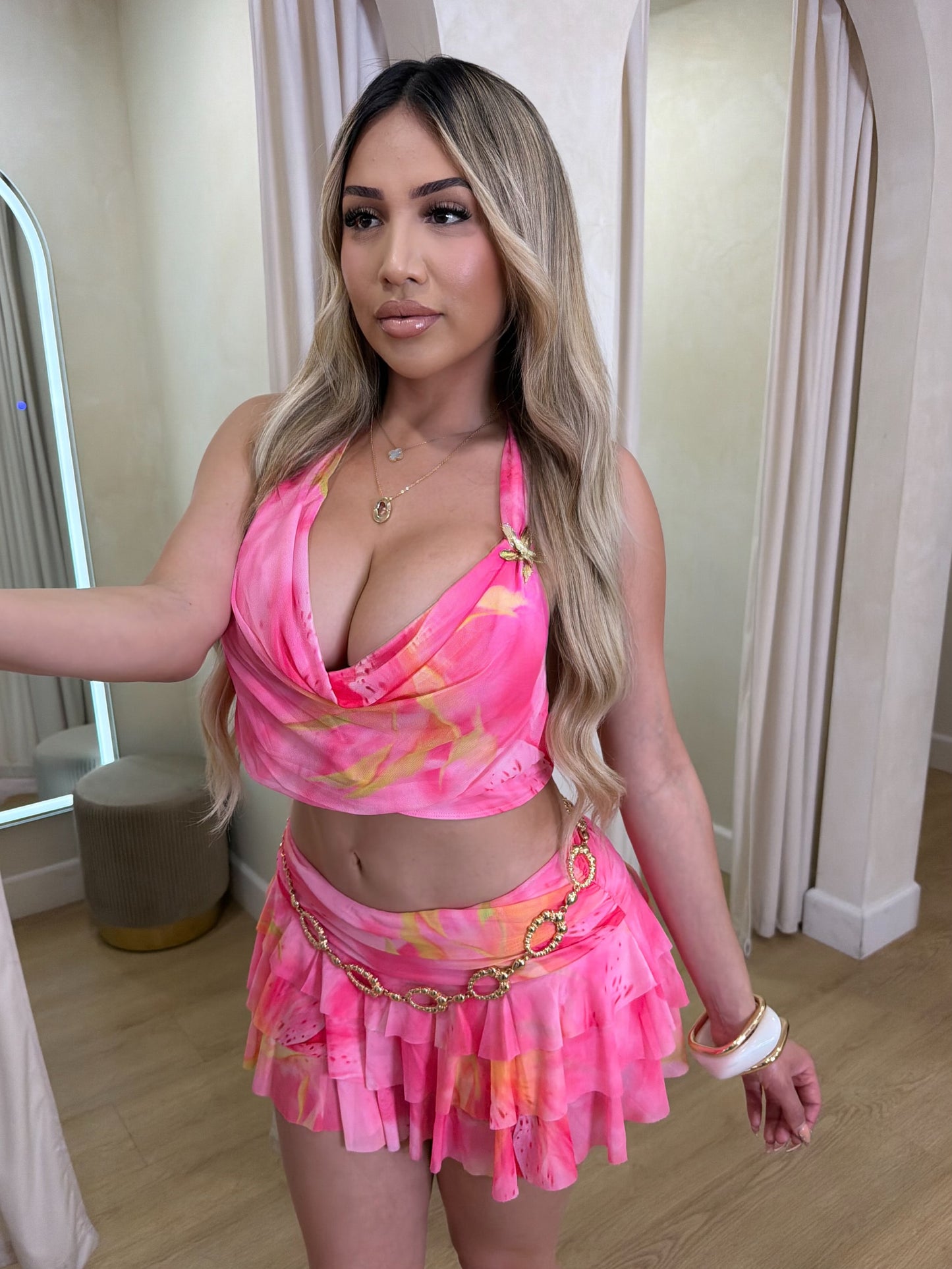 Linda Skirt Set (Pink)