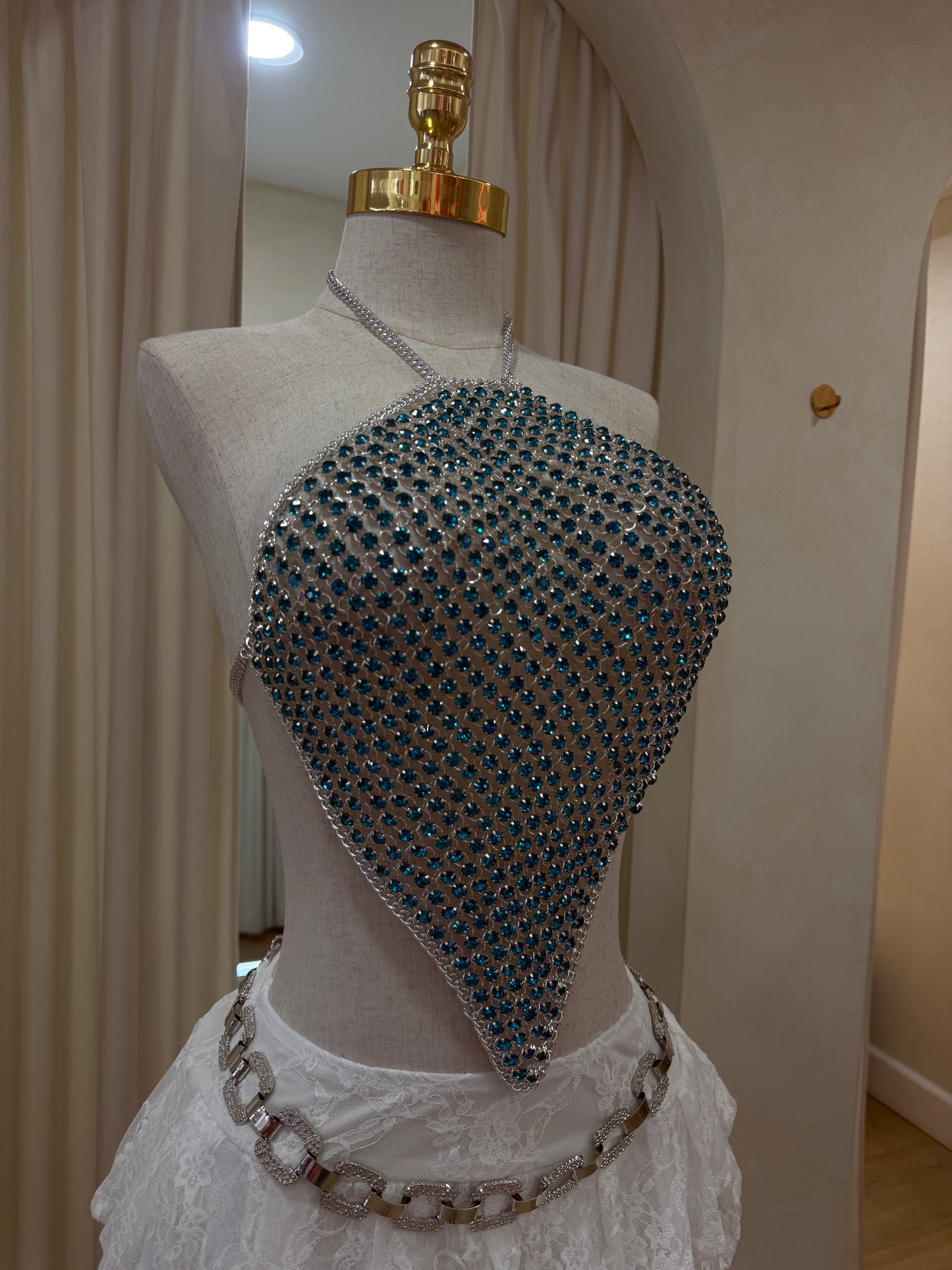 Blue rhinestone top