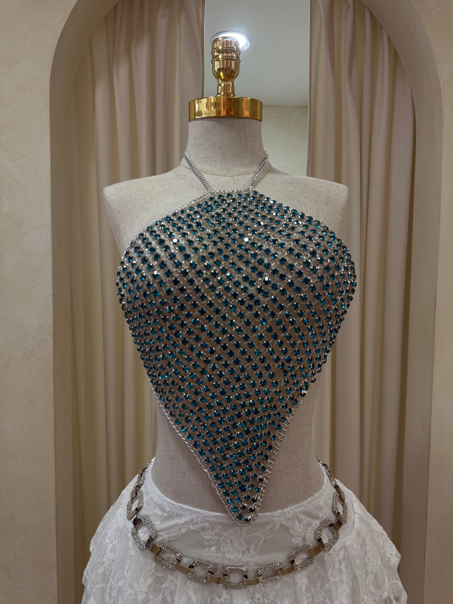 Blue rhinestone top