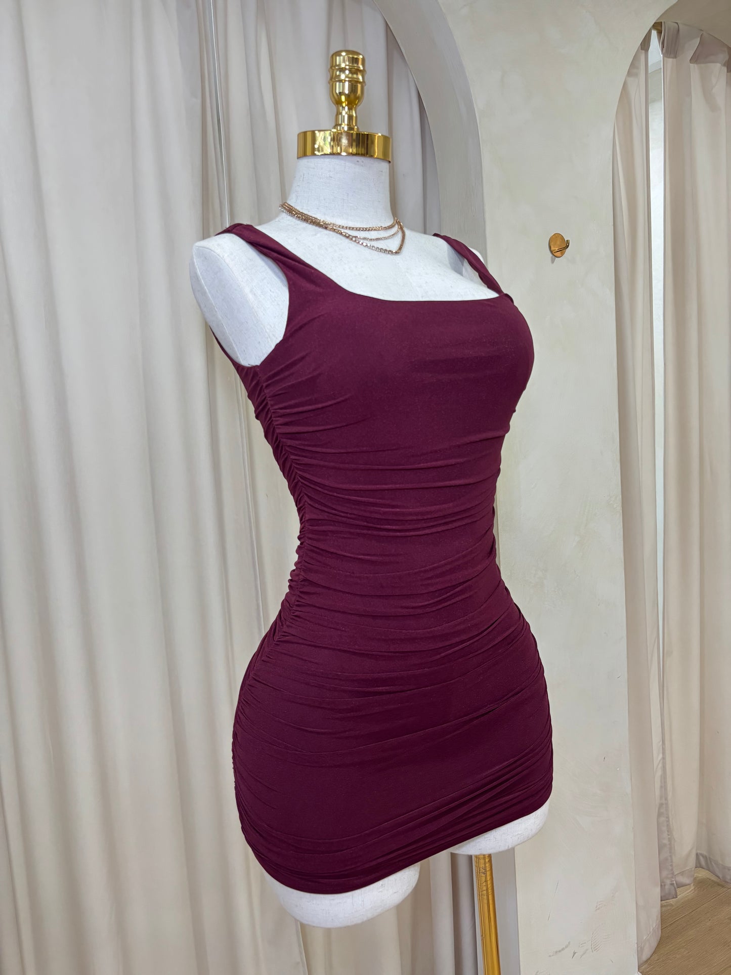 Burgundy mini dress