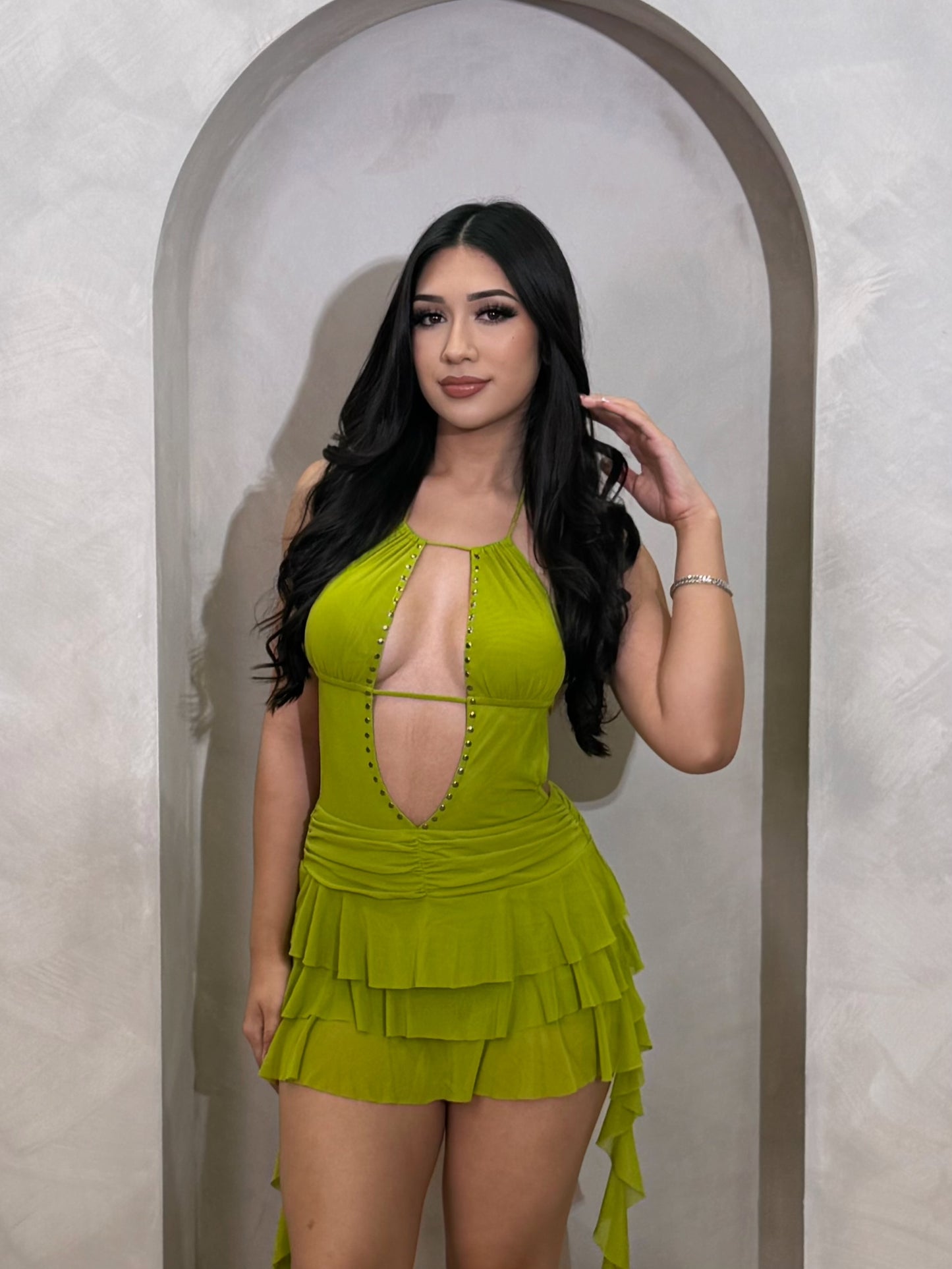 Janelle Ruffle Dress (Green)