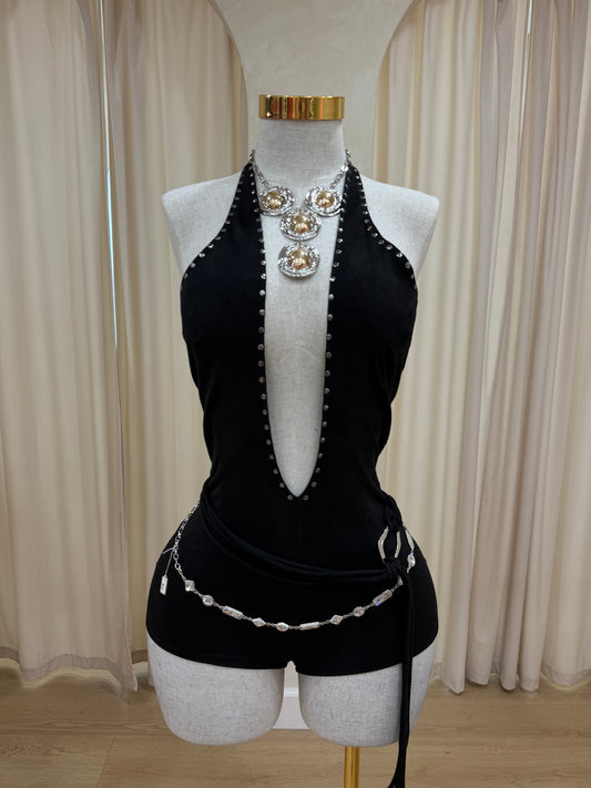 Baddie Night Out Romper (Black)
