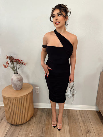 Silvia Midi Dress (Black)