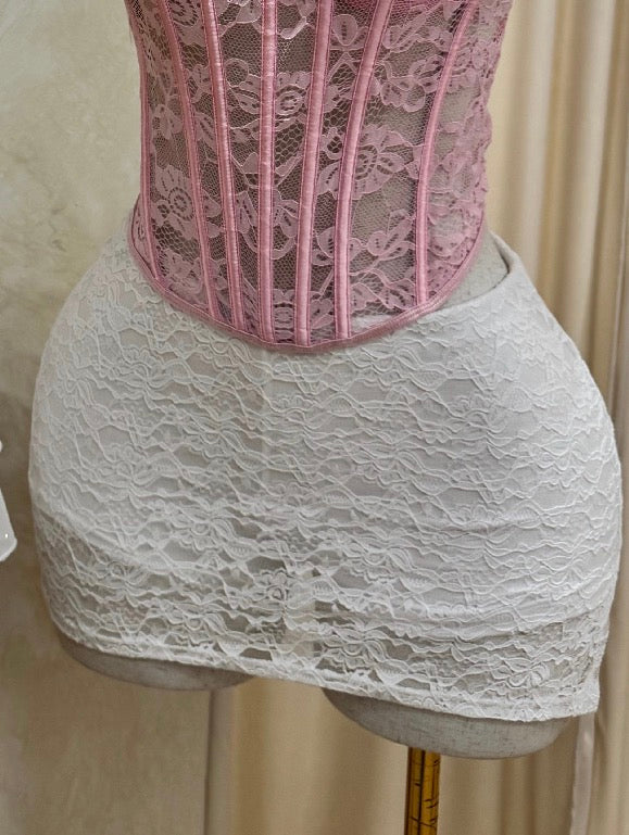 White Lace Mini Skirt