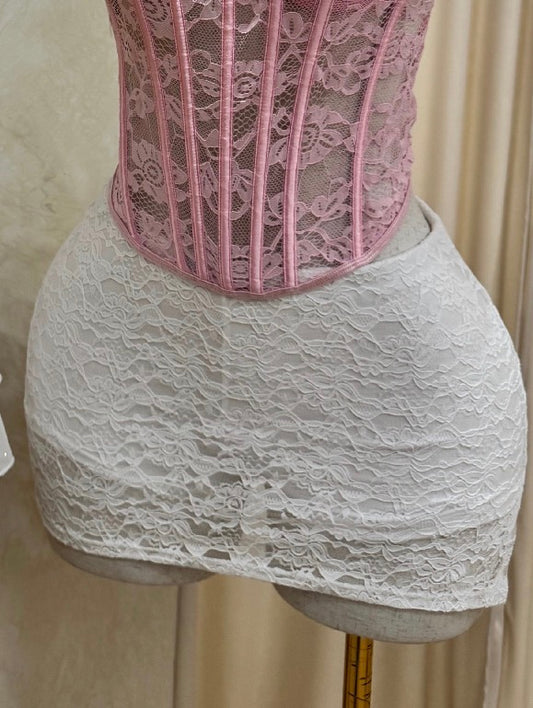 White Lace Mini Skirt