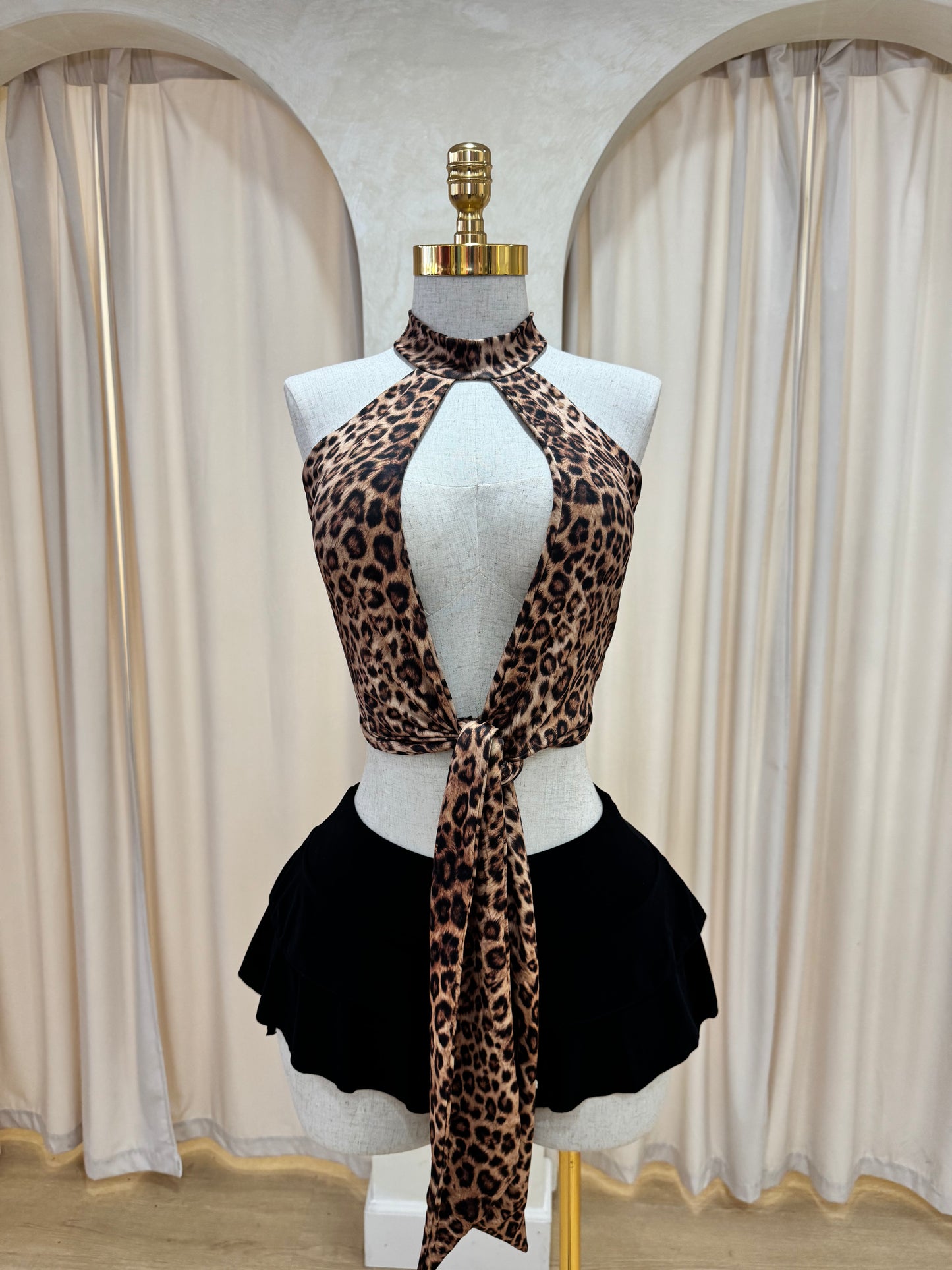 Leopard wrap top