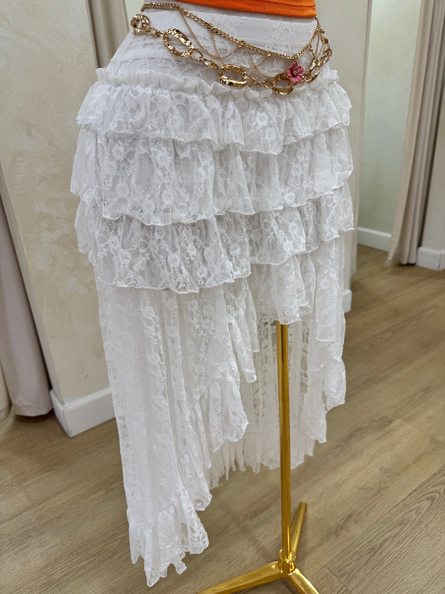White Mesh long skirt