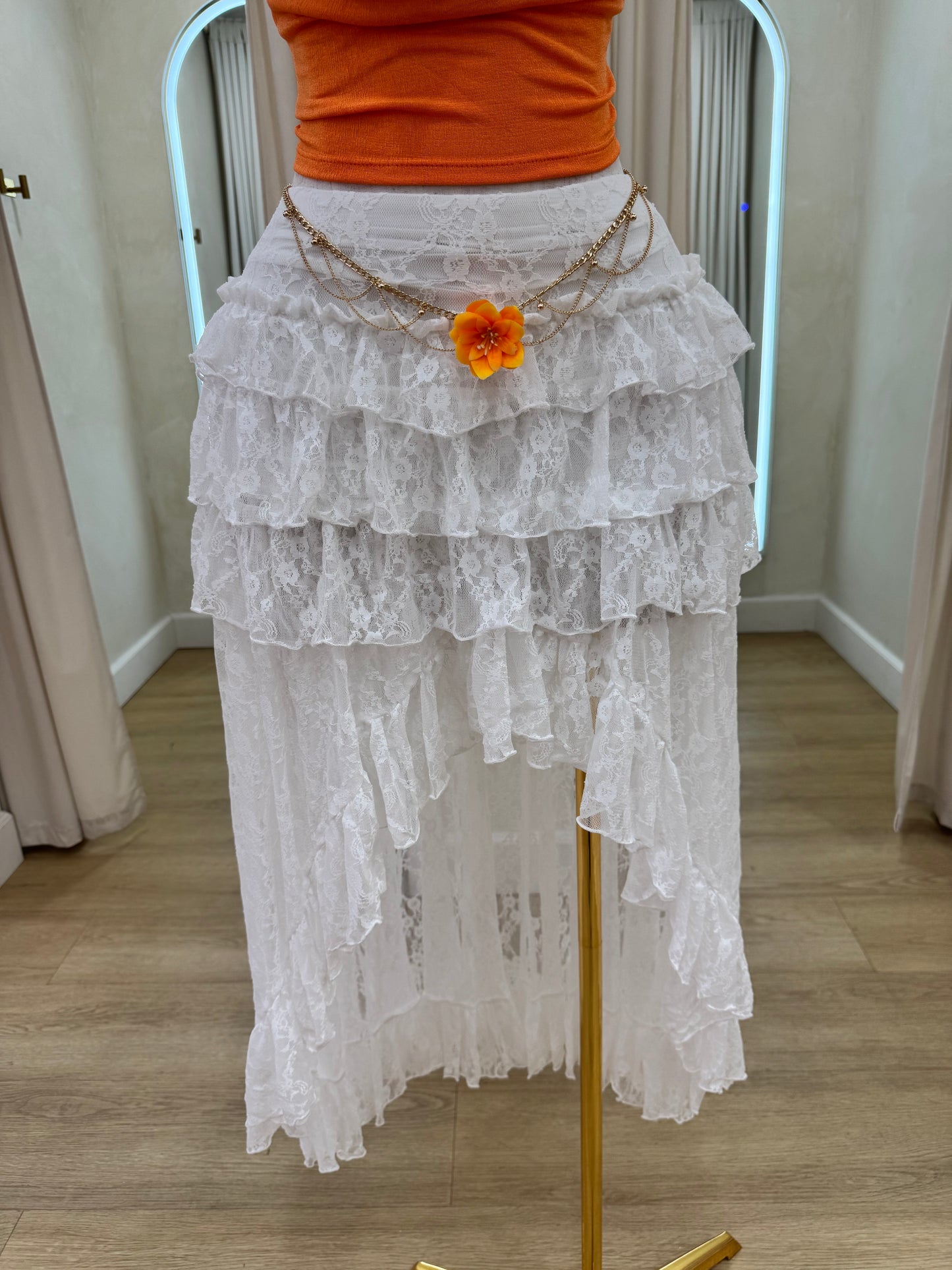 White Mesh long skirt