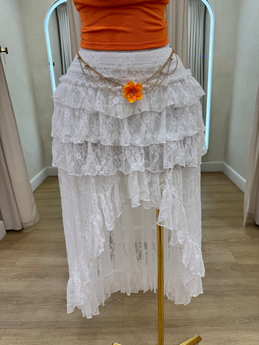 White Mesh long skirt