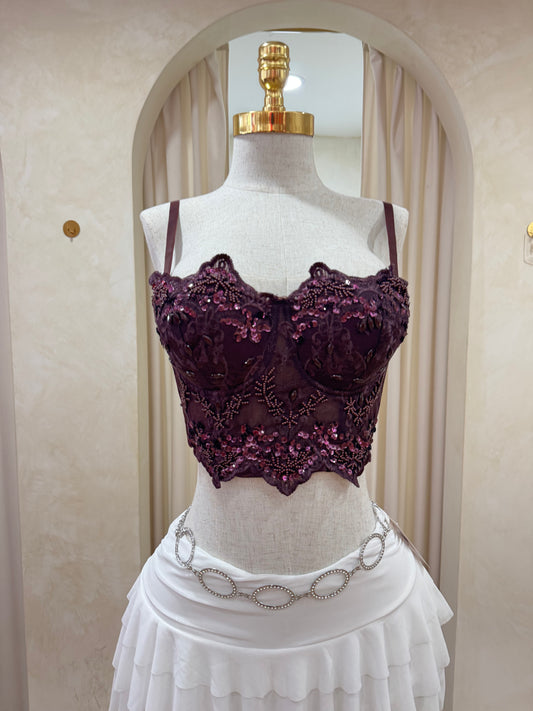 Ay dios mío cropped corset (plum)