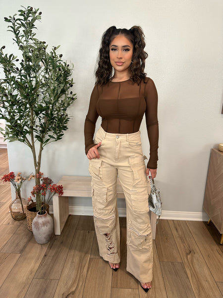 Miranda Mesh Bodysuit (Brown) | PRICED AS MARKED🚨