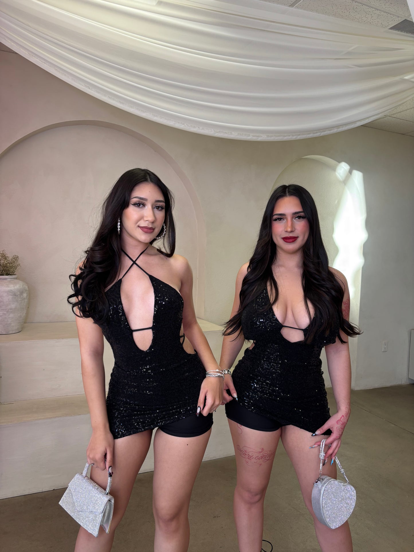 Diana Sequin Dress Built in Shorts (Black)