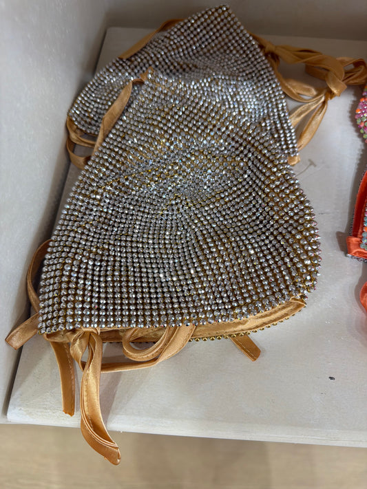 Gold Bling Bra (Silver Rhinestones)