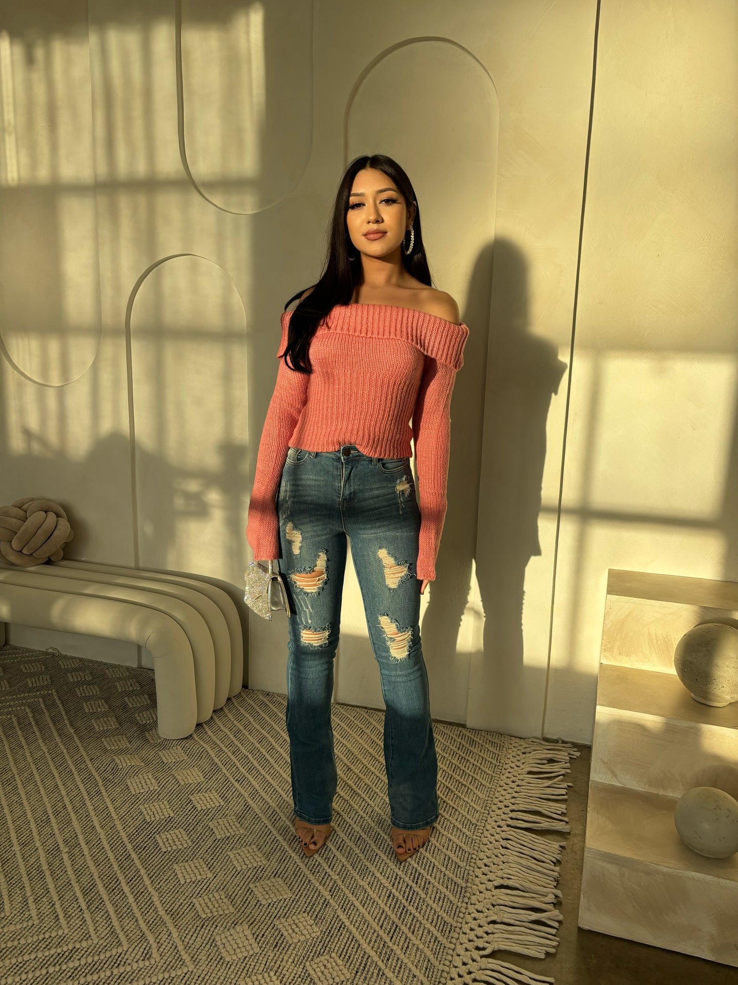 Jenny off the shoulder top (pink)