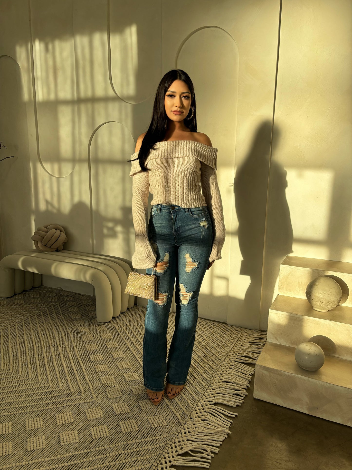 Jenny off the shoulder top (grey)