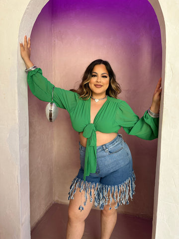 Hoy Se Bebe Tie Top (Green)PLUS